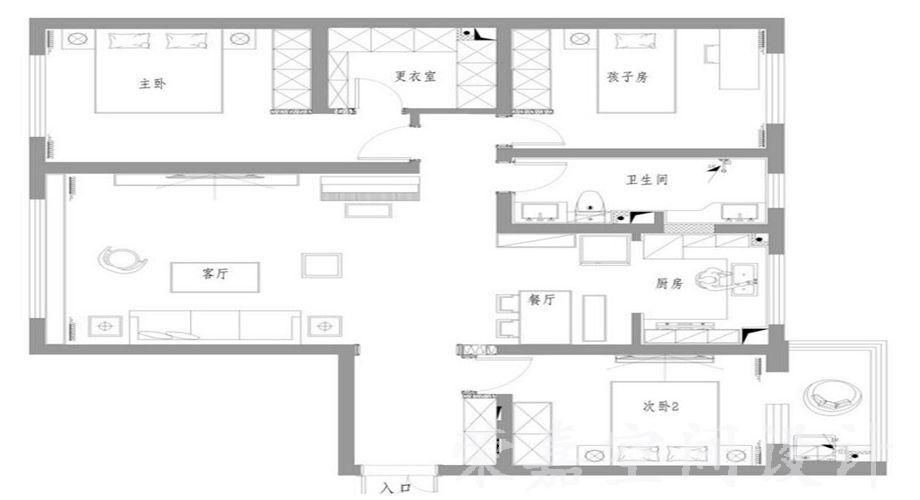 上海裝修案例現(xiàn)代三居 素色寫意